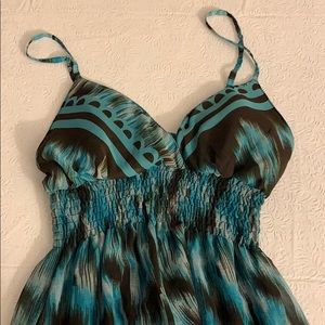 Turquoise Black & Tan She's Cool Tribal Maxi Dress